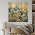 thumbnail image 1 of Designart "Yellow And Teal Nature s Nordic Beauty Vibrant North" Scandinavian Print on Natural Pine Wood, 1 of 5