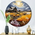 thumbnail image 1 of Designart "Yellow Barn Minimalsim horizon I" Countryside Oversized Wall Clock, 1 of 5