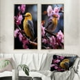 thumbnail image 1 of Designart "Yellow Bird Amid Cherry Blossoms IV" Bird Framed Wall Art Set Of 2 - Yellow Animals Framed Wall Art Set Of 2, 1 of 7