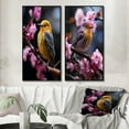 thumbnail image 1 of Designart "Yellow Bird Amid Cherry Blossoms IV" Bird Framed Wall Art Set Of 2 - Yellow Animals Framed Wall Art Set Of 2, 1 of 7