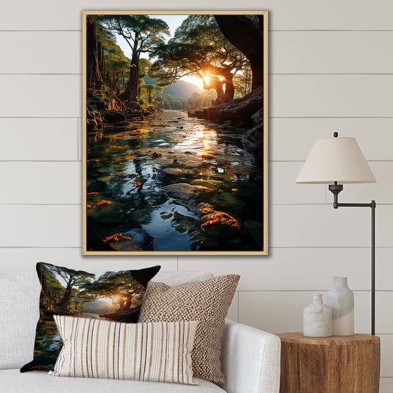 Designart "Yellow Black Louisiana horizon" Louisiana Floater Framed Canvas Print