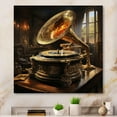 thumbnail image 1 of Designart "Yellow Black Phonographs Golden Era harmonies" Music Metal Art Print, 1 of 5
