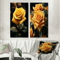 Designart "Yellow Black Rose gracefulness II" Flowers Wall Art Set Of 2