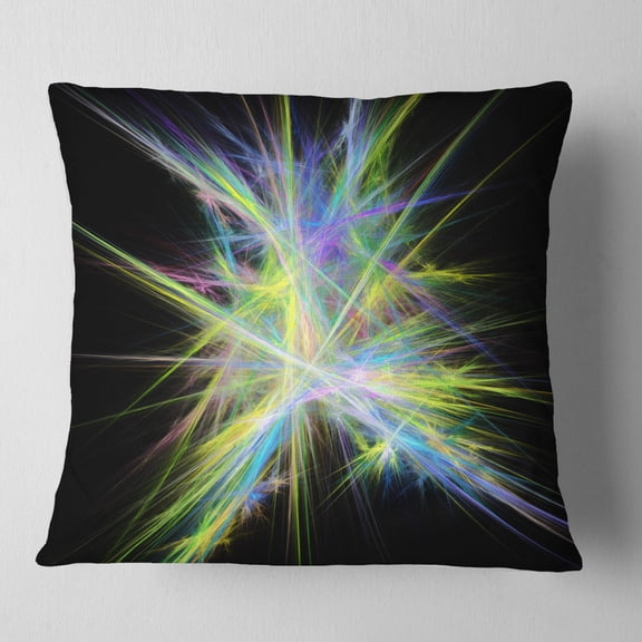 Designart Yellow Blue Chaos Multicolored Rays - Abstract Throw Pillow - 16x16