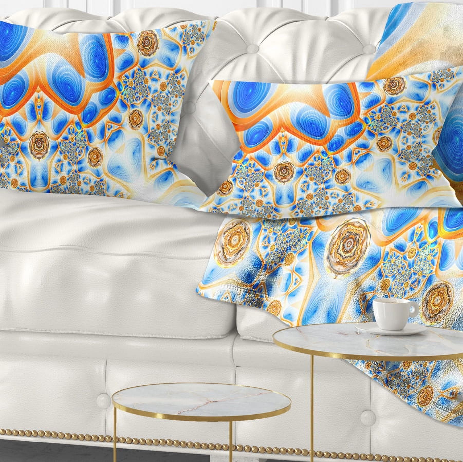 Designart Yellow Blue Exotic Pattern - Abstract Throw Pillow - 12x20