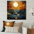 thumbnail image 1 of Designart "Yellow Blue Mountain Pointillism Mountain Uses" Abstract Wall Art Print, 1 of 5