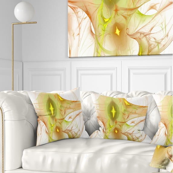 Designart Yellow Bright Candle - Abstract Throw Pillow - 16x16
