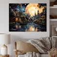 thumbnail image 1 of Designart "Yellow Canal City Reflections Pointillism I" Canals Canvas Art Print, 1 of 5