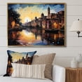 thumbnail image 1 of Designart "Yellow Canal City Reflections Pointillism II" Canals Floater Framed Wall Art Print, 1 of 7