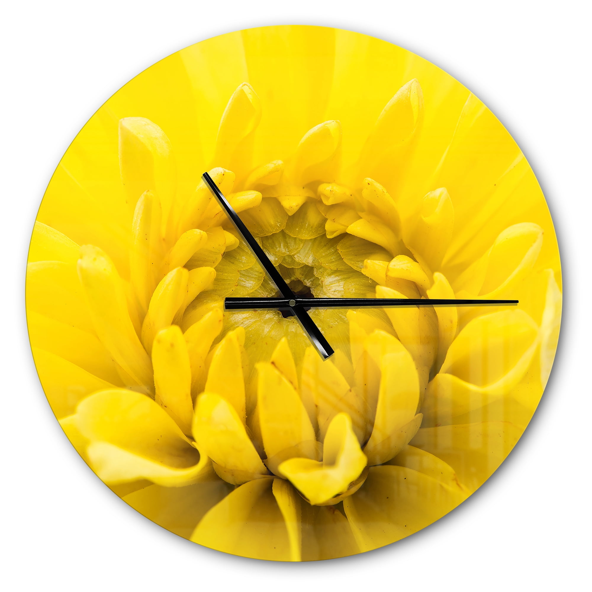 Designart 'Yellow Chrysanthemum Gold Flower ' Modern Wall Clock