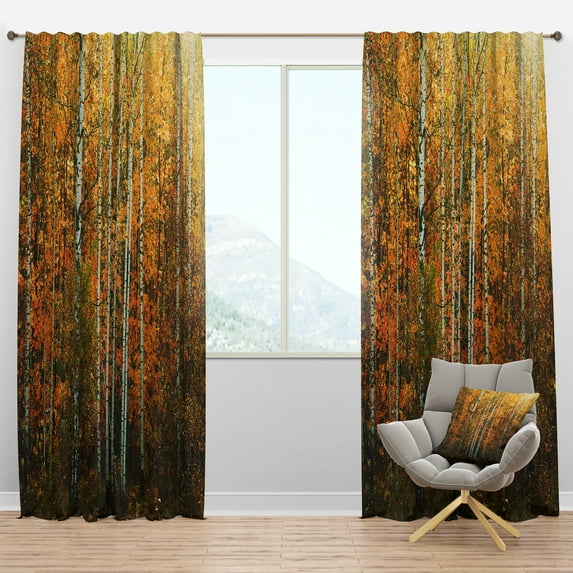 Designart 'Yellow Colorful Autumn Forest' Forest Blackout Curtain Panel