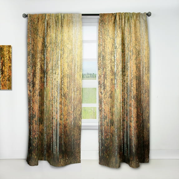 Designart 'Yellow Colorful Autumn Forest' Forest Curtain Panel