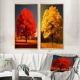 thumbnail image 1 of Designart "Yellow Countryside Beauty of a Magnificent Tree" Landscape Trees Framed Wall Art Set Of 2 - Traditional Red Framed Canvas Set For Living Room Decor, 1 of 6