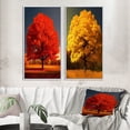 thumbnail image 1 of Designart "Yellow Countryside Beauty of a Magnificent Tree" Landscape Trees Framed Wall Art Set Of 2 - Traditional Red Framed Canvas Set For Living Room Decor, 1 of 6