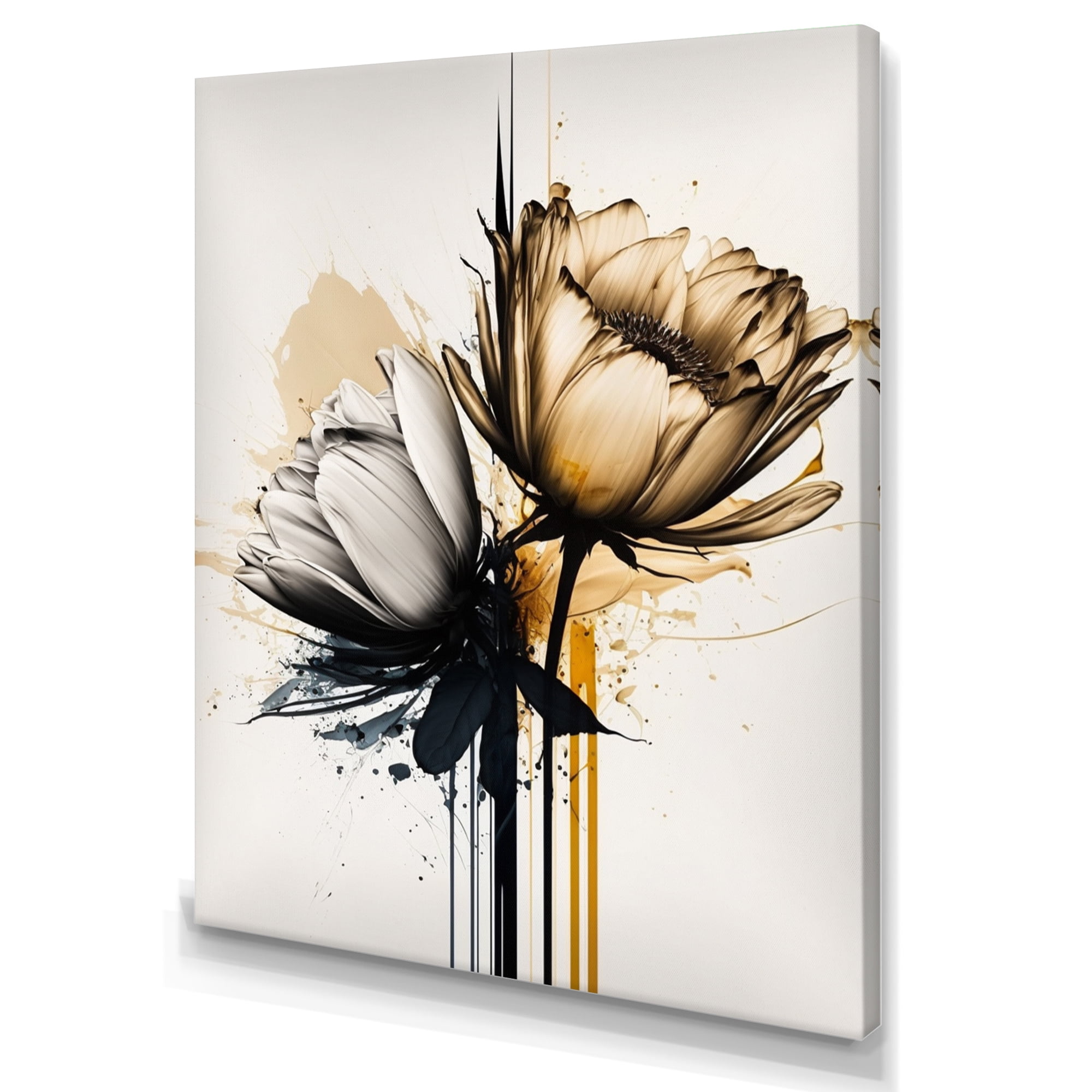 Designart Yellow Daisy Flower On Abstract Fusion Canvas Wall Art