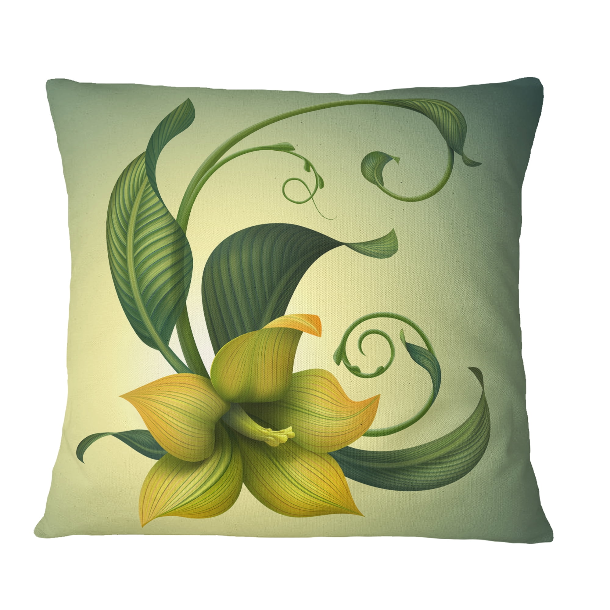 Designart Yellow Fantasy Flower - Floral Throw Pillow - 16x16