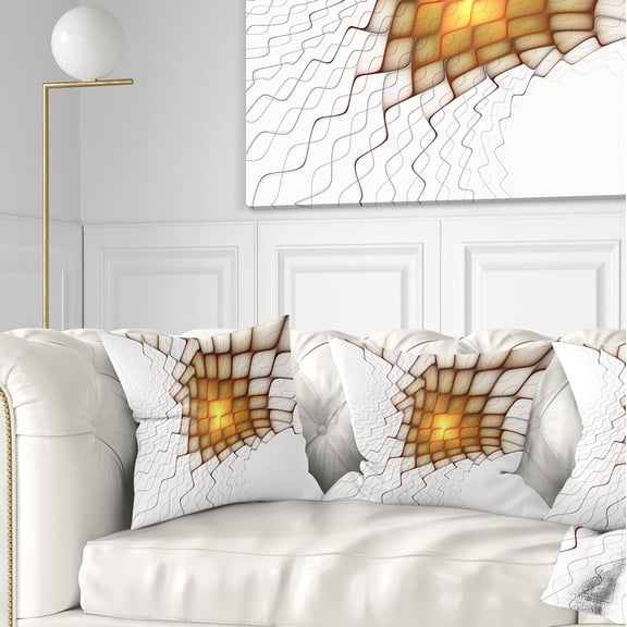 Designart Yellow Flames on White Blocks - Abstract Throw Pillow - 18x18