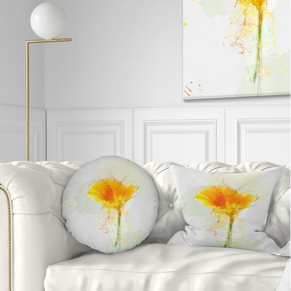 Designart Yellow Flower Sketch Watercolor - Floral Throw Pillow - 12x20