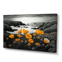 Designart Yellow Flowers By The Coast I Canvas Wall Art