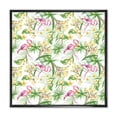 thumbnail image 1 of Designart 'Yellow Flowers, Tropical Foliage With Flamingo IV' Modern Framed Canvas Wall Art Print, 1 of 5