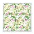 thumbnail image 1 of Designart 'Yellow Flowers, Tropical Foliage With Flamingo IV' Modern Framed Canvas Wall Art Print, 1 of 5