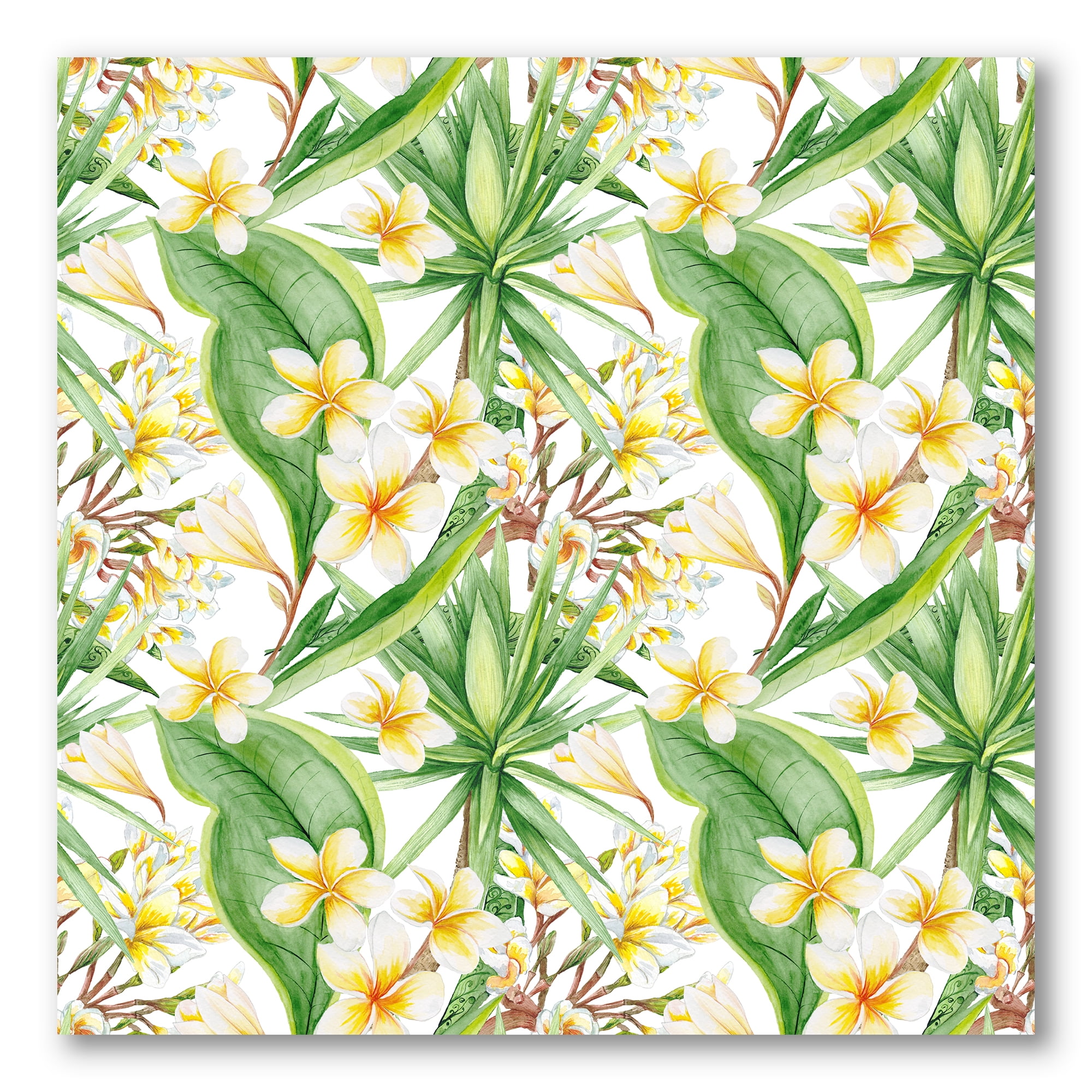 Designart ' Yellow Flowers and Tropical Foliage IX ' Modern Canvas Wall Art Print