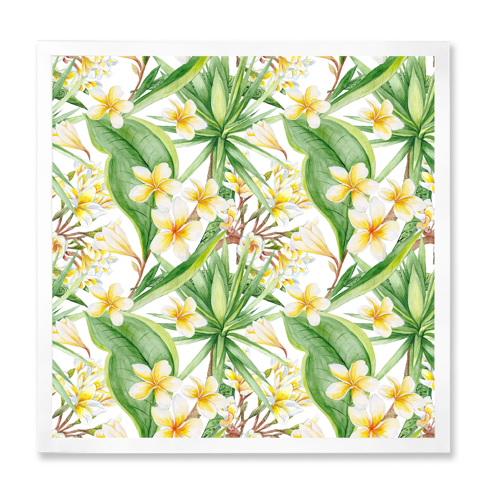 Designart 'Yellow Flowers and Tropical Foliage IX' Modern Framed Art Print