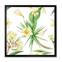 Designart 'Yellow Flowers and Tropical Foliage V' Modern Framed Art Print