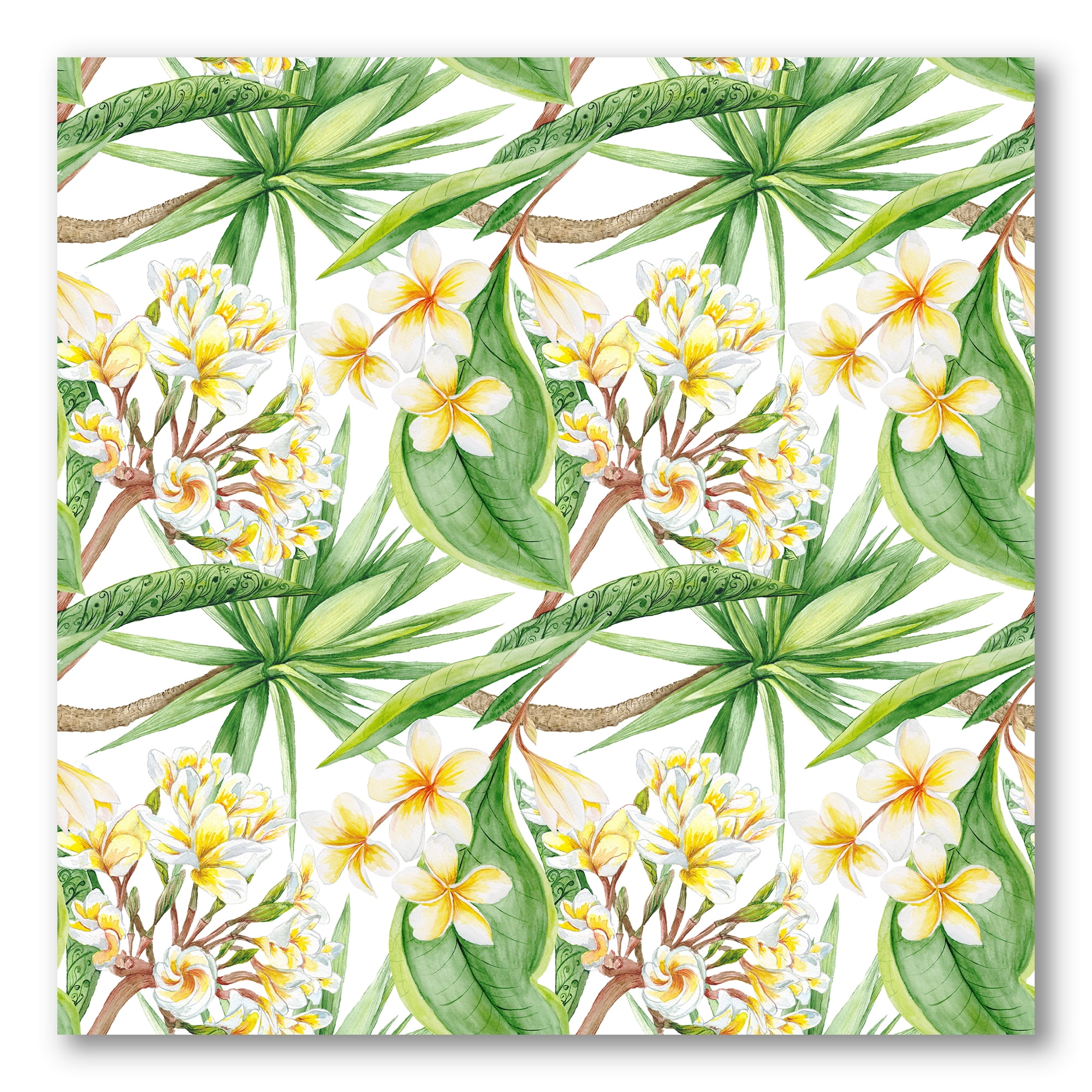 Designart ' Yellow Flowers and Tropical Foliage VI ' Modern Canvas Wall Art Print