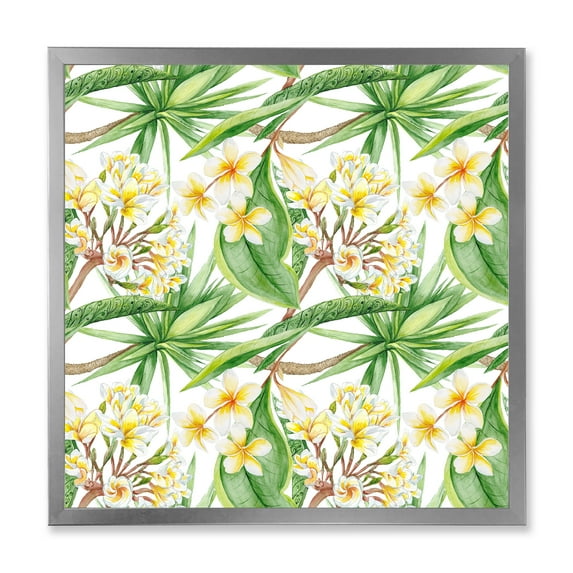 Designart 'Yellow Flowers and Tropical Foliage VI' Modern Framed Art Print