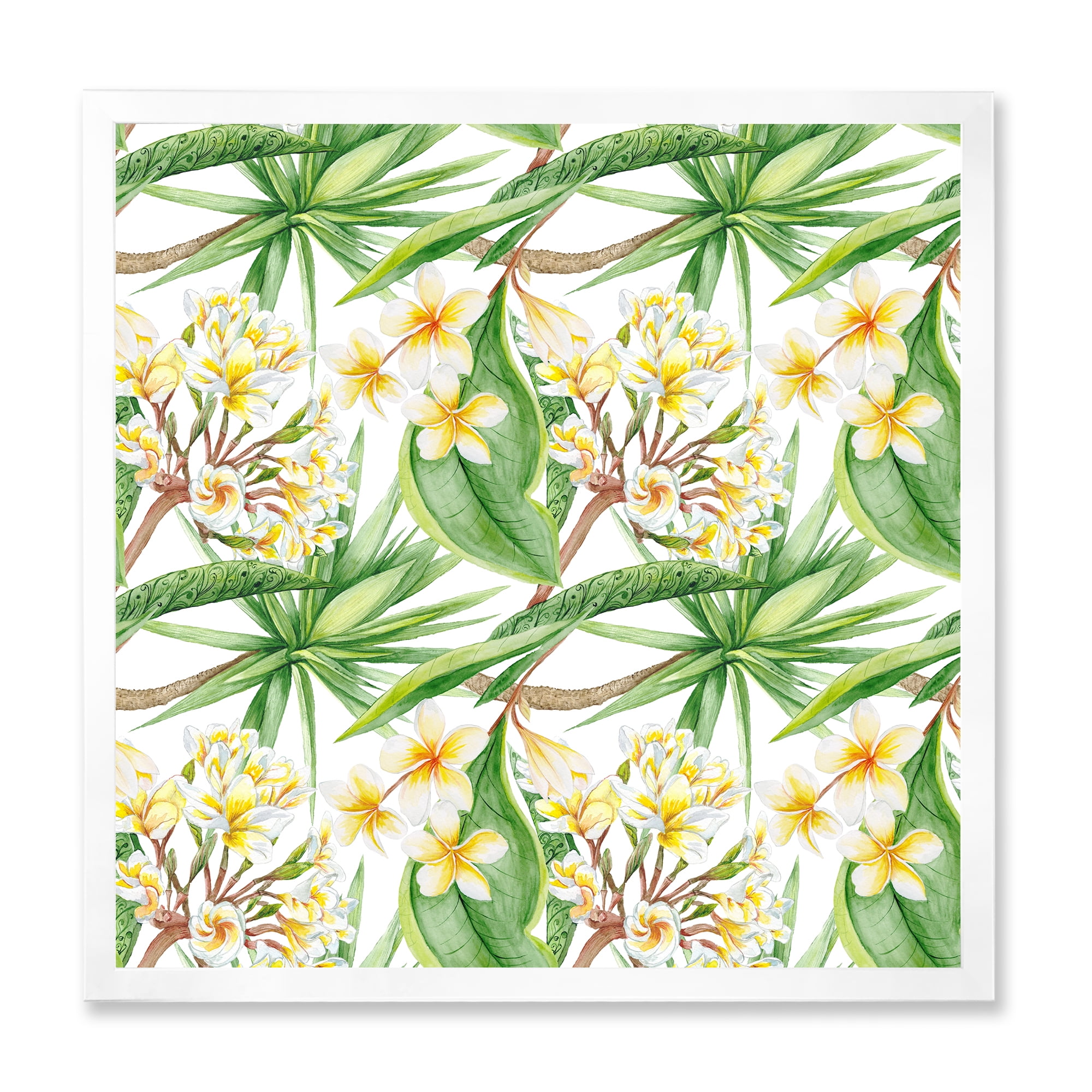 Designart 'Yellow Flowers and Tropical Foliage VI' Modern Framed Art Print