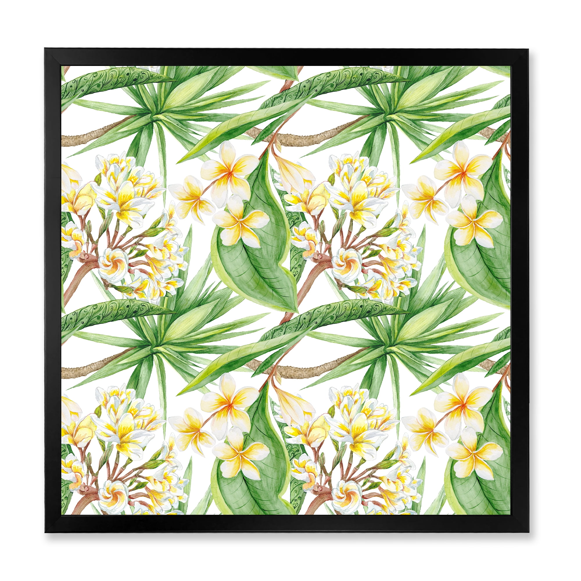 Designart 'Yellow Flowers and Tropical Foliage VI' Modern Framed Art Print