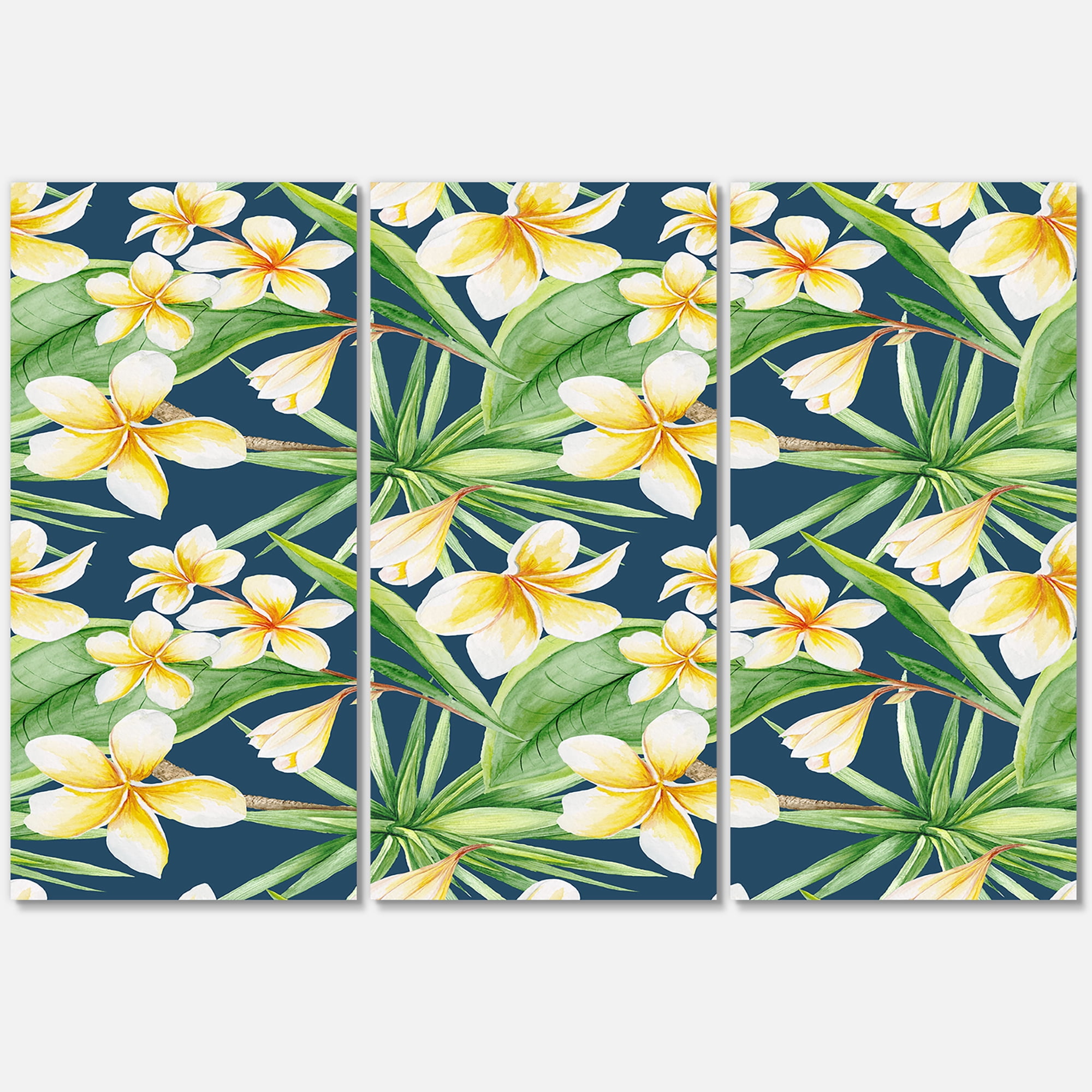Designart ' Yellow Flowers and Tropical Foliage VIII ' Modern Canvas Wall Art Print
