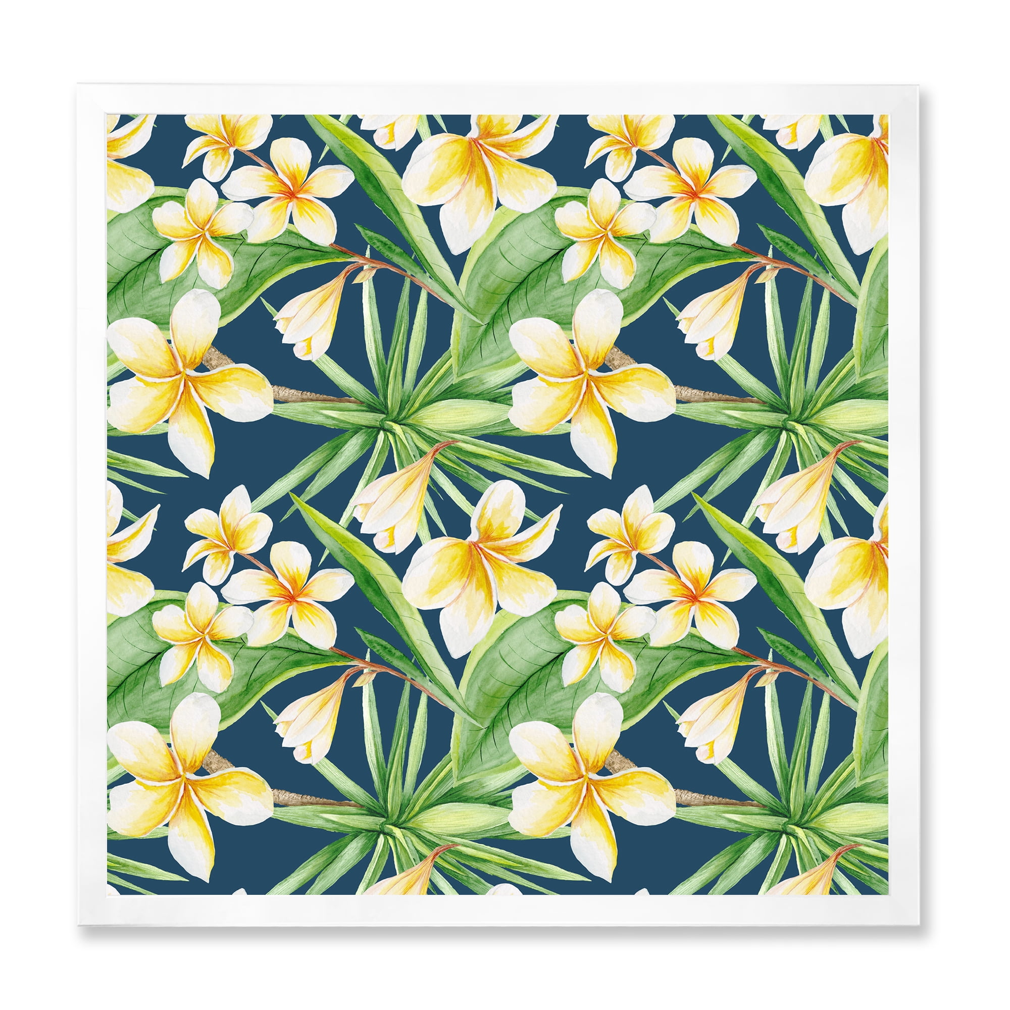 Designart 'Yellow Flowers and Tropical Foliage VIII' Modern Framed Art Print