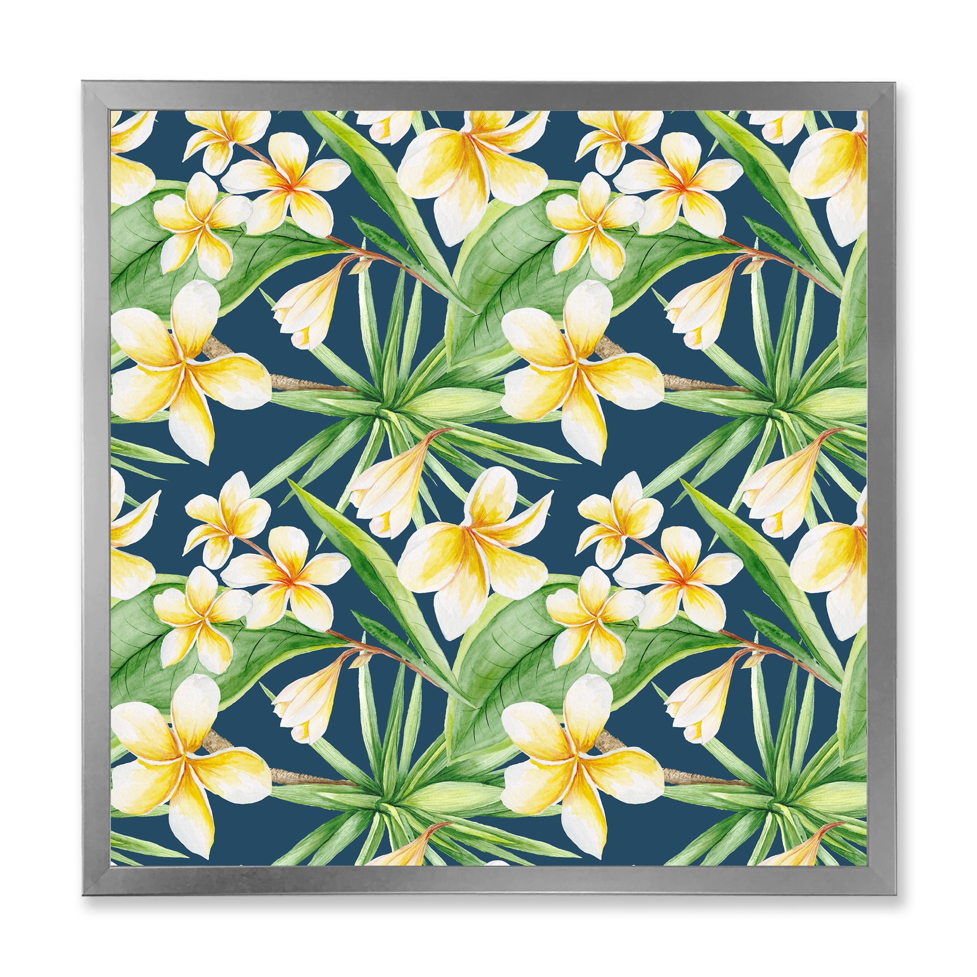 Designart 'Yellow Flowers and Tropical Foliage VIII' Modern Framed Art Print