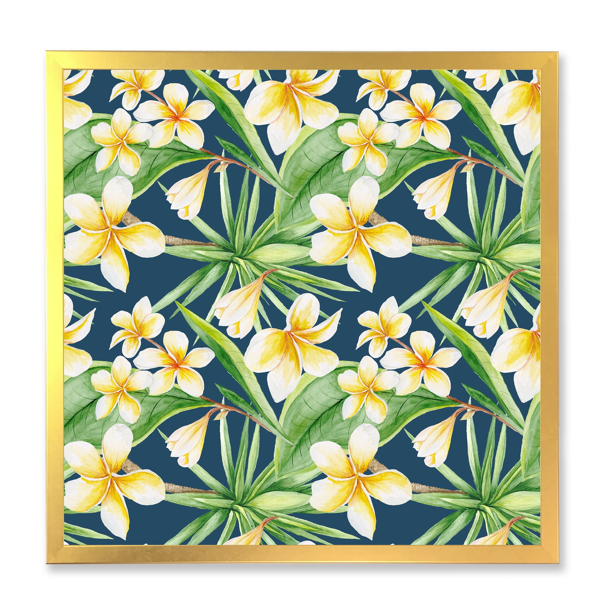 Designart 'Yellow Flowers and Tropical Foliage VIII' Modern Framed Art Print