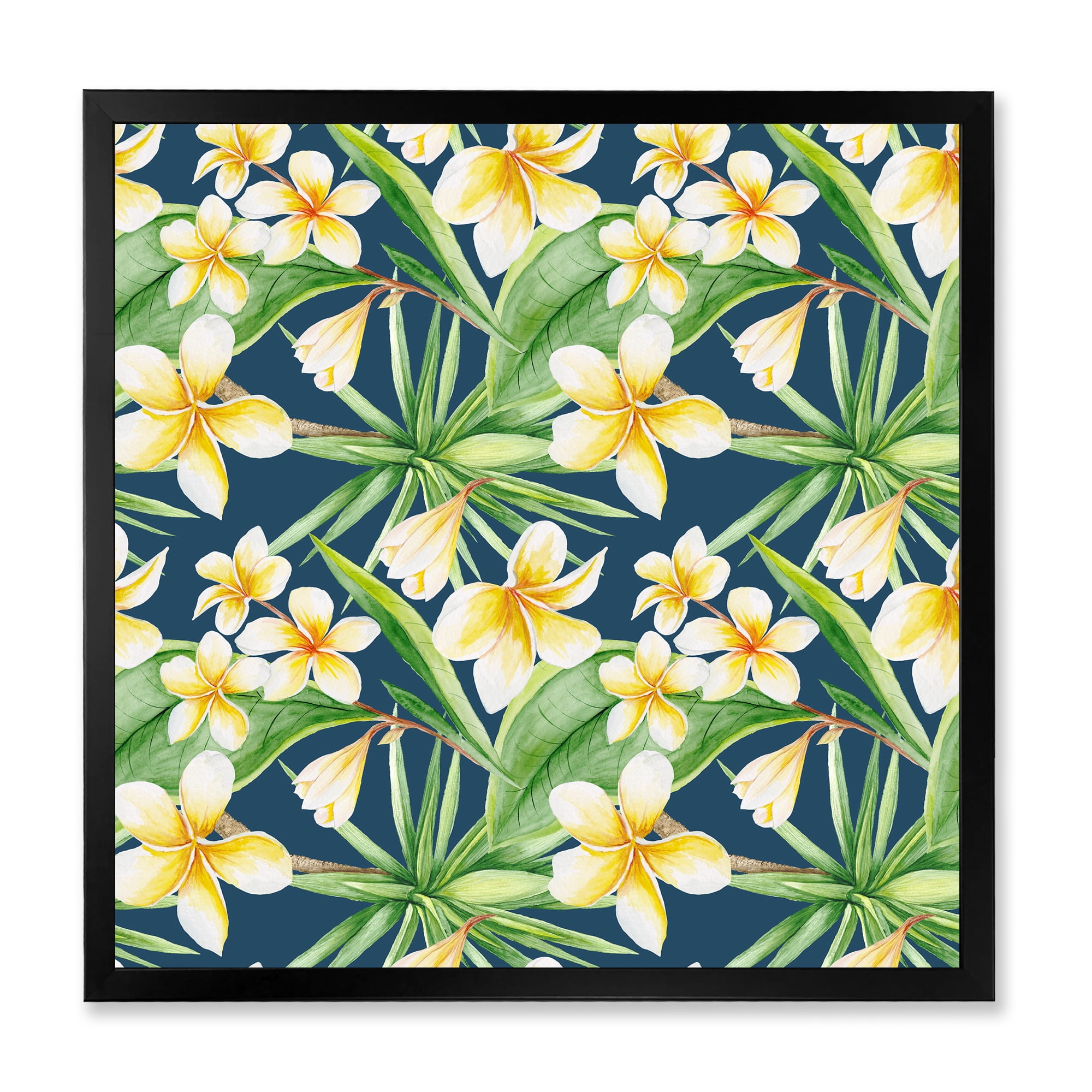 Designart 'Yellow Flowers and Tropical Foliage VIII' Modern Framed Art Print