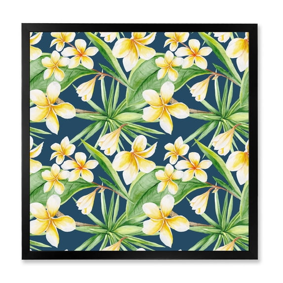 Designart 'Yellow Flowers and Tropical Foliage VIII' Modern Framed Art Print