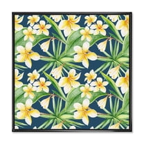Designart 'Yellow Flowers and Tropical Foliage VIII' Modern Framed Canvas Wall Art Print
