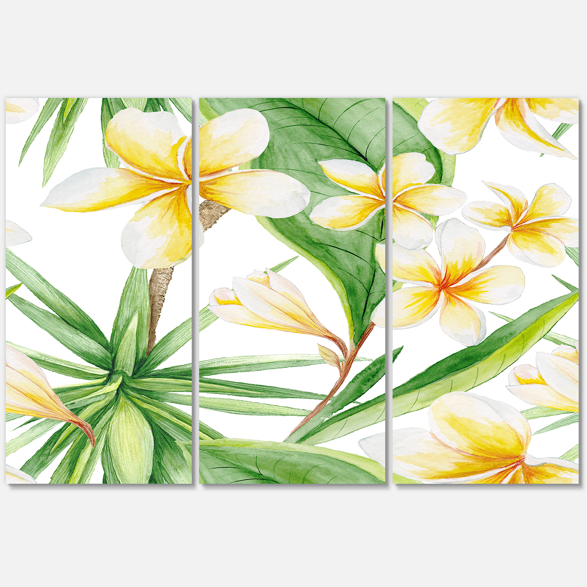 Designart ' Yellow Flowers and Tropical Foliage X ' Traditional Canvas Wall Art Print