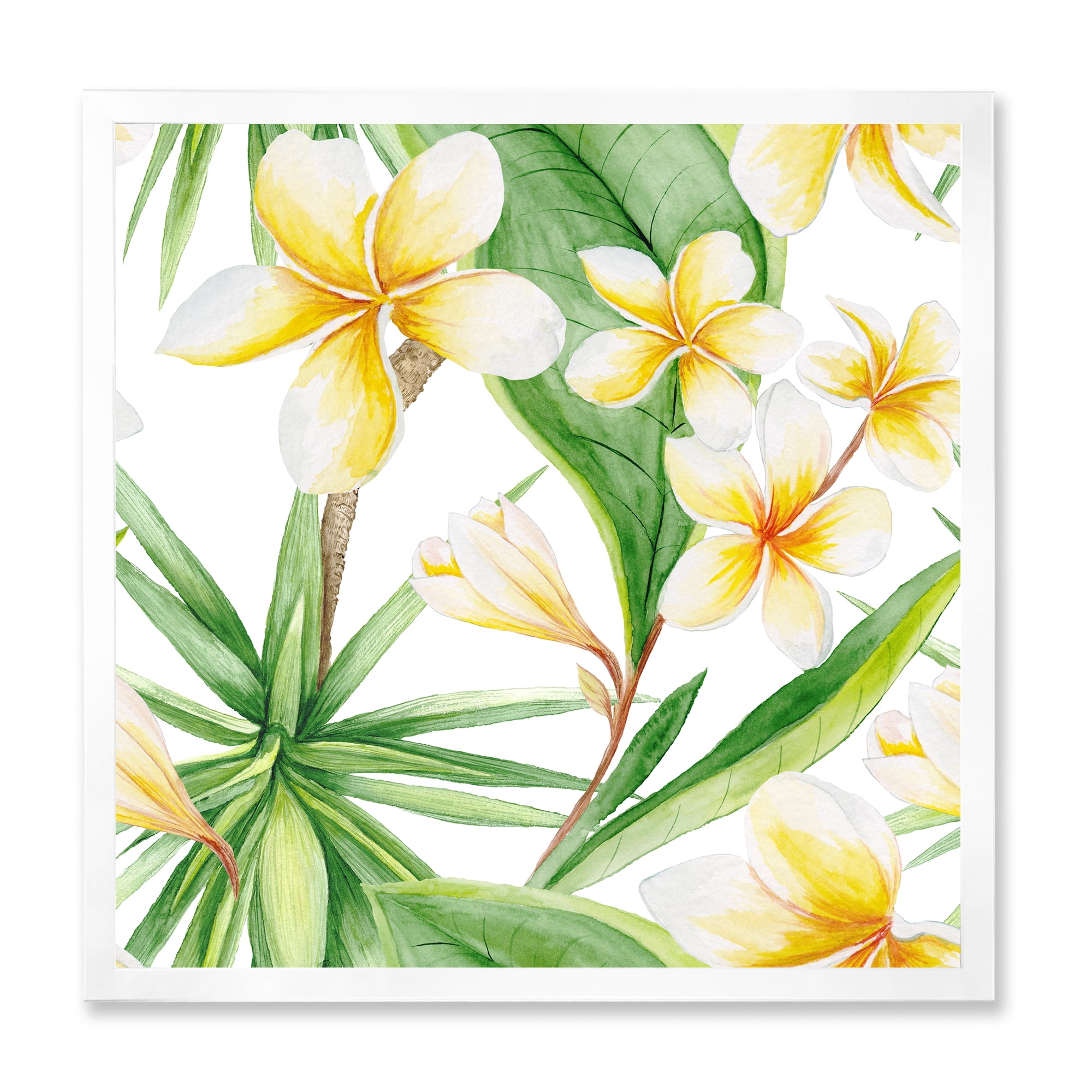 Designart 'Yellow Flowers and Tropical Foliage X' Traditional Framed Art Print
