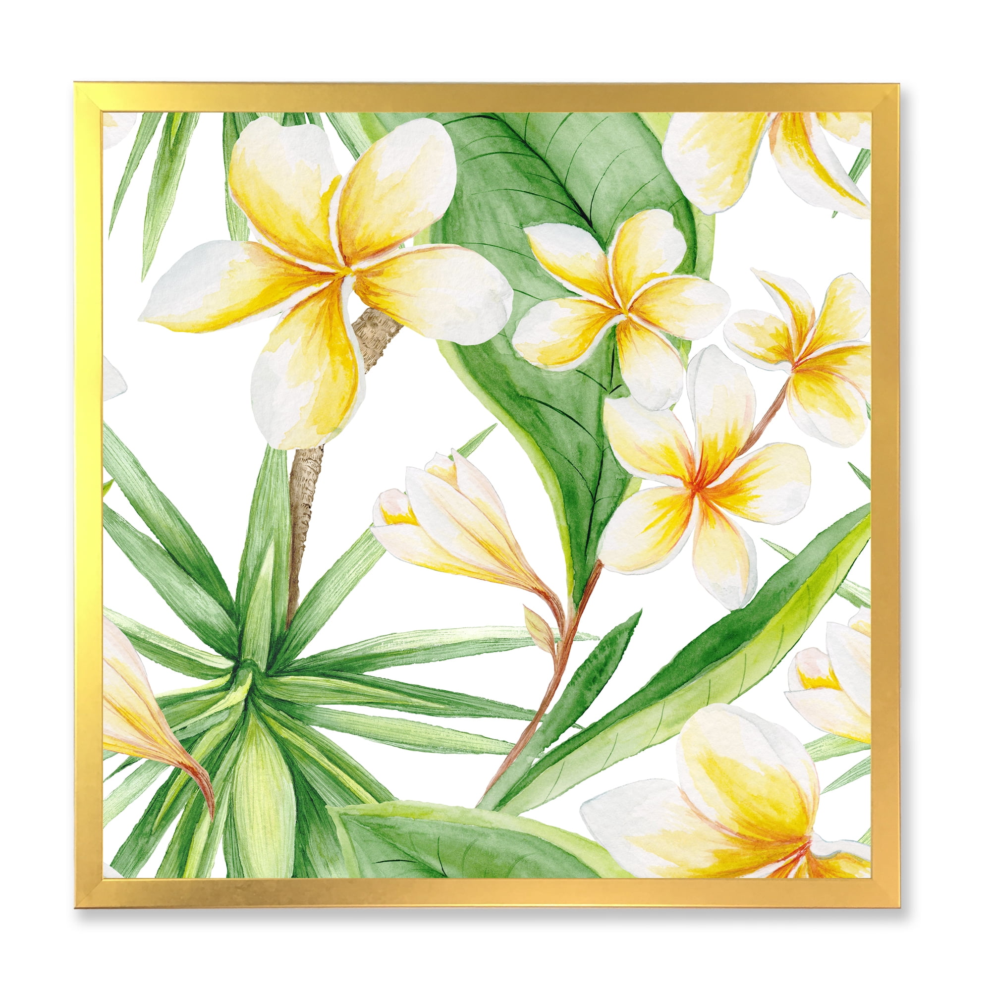 Designart 'Yellow Flowers and Tropical Foliage X' Traditional Framed Art Print