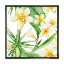 Designart 'Yellow Flowers and Tropical Foliage X' Traditional Framed Canvas Wall Art Print