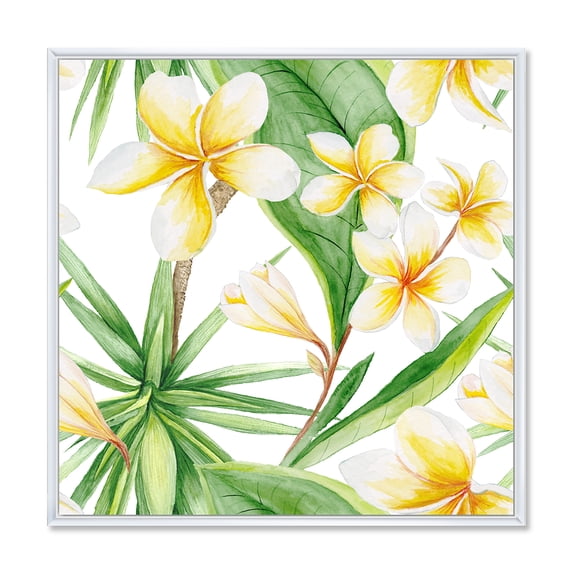 Designart 'Yellow Flowers and Tropical Foliage X' Traditional Framed Canvas Wall Art Print