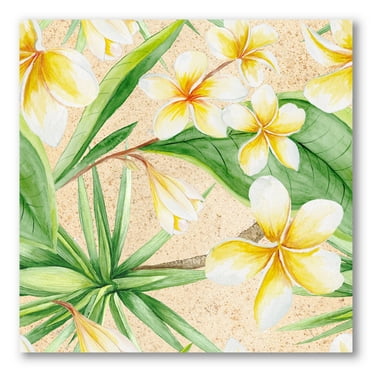 Designart ' Yellow Flowers and Tropical Foliage XI ' Traditional Canvas Wall Art Print