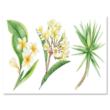 Designart ' Yellow Flowers and Tropical Foliage XII ' Traditional Canvas Wall Art Print