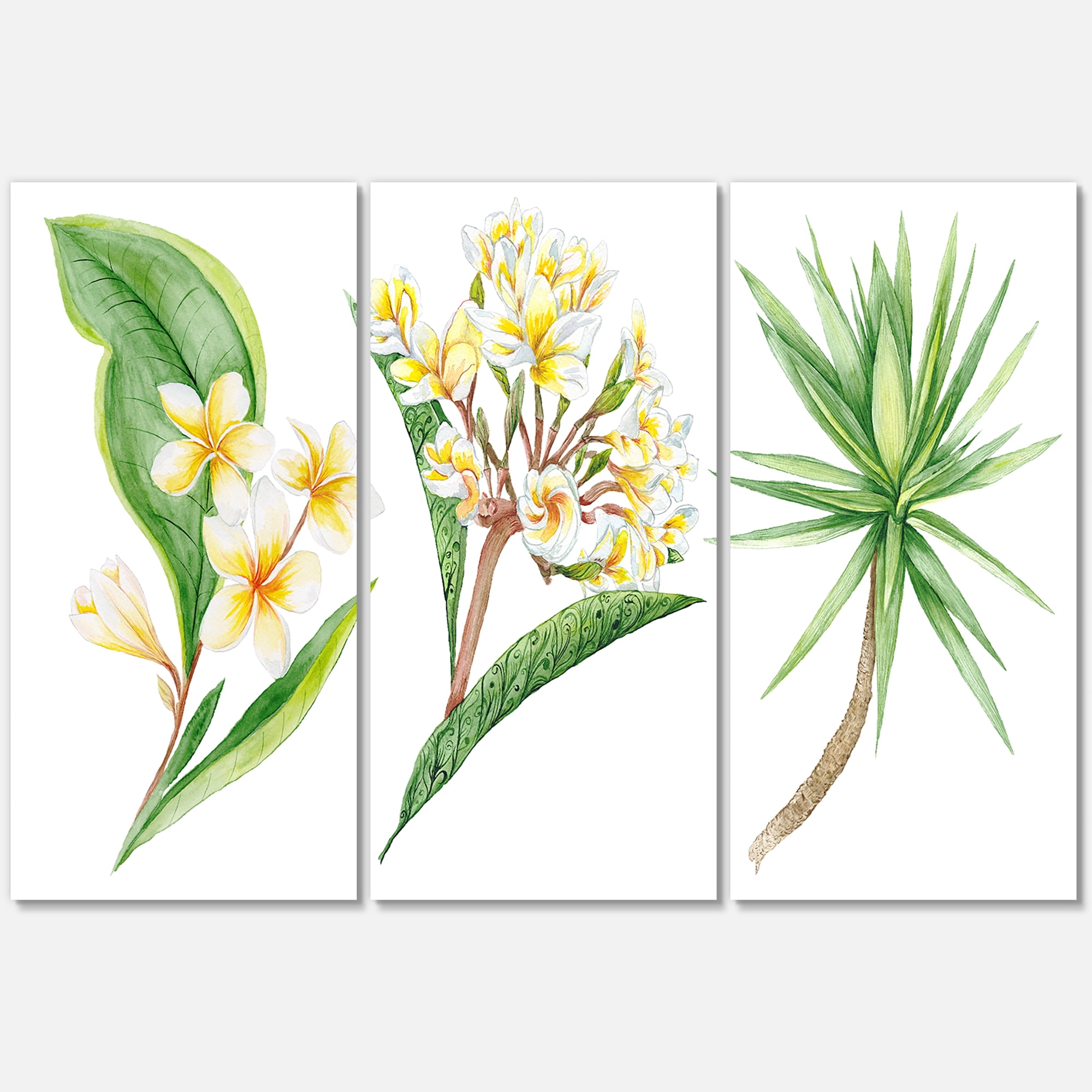 Designart ' Yellow Flowers and Tropical Foliage XII ' Traditional Canvas Wall Art Print