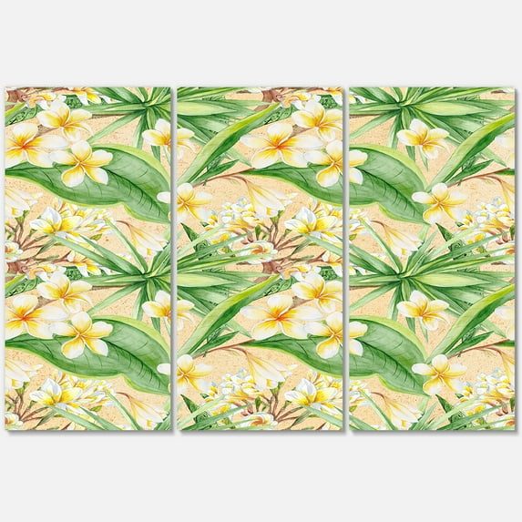 Designart ' Yellow Flowers and Tropical Foliage XIII ' Modern Canvas Wall Art Print