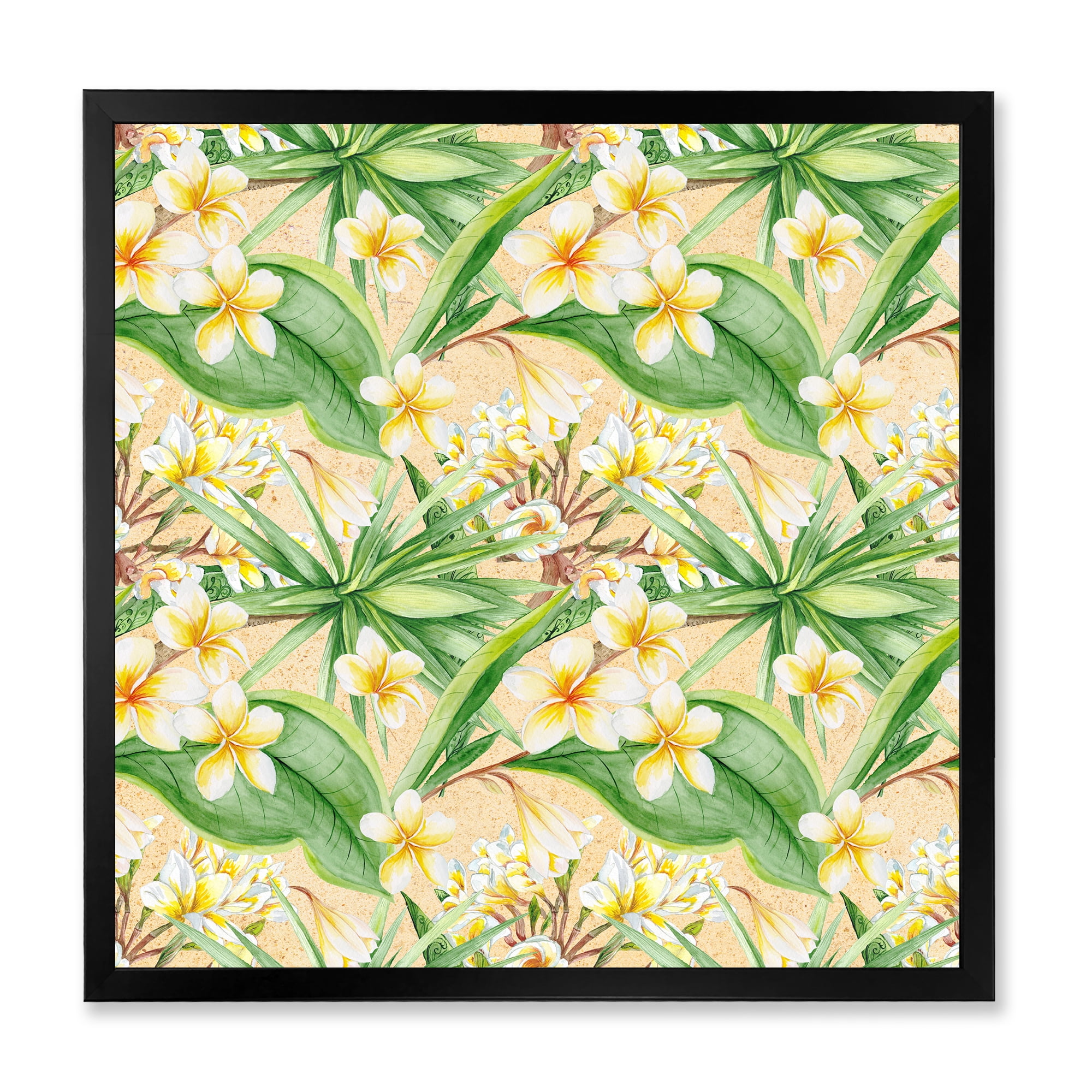 Designart 'Yellow Flowers and Tropical Foliage XIII' Modern Framed Art Print