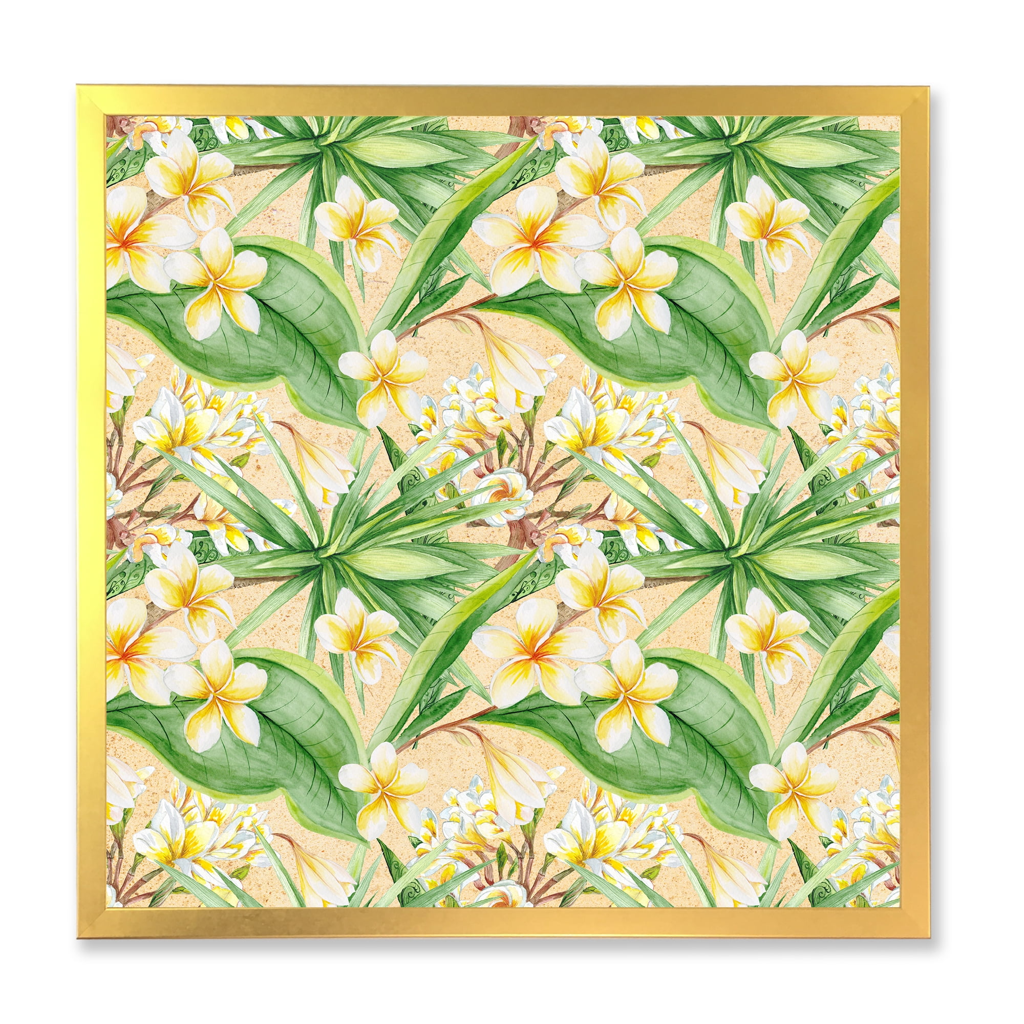 Designart 'Yellow Flowers and Tropical Foliage XIII' Modern Framed Art Print
